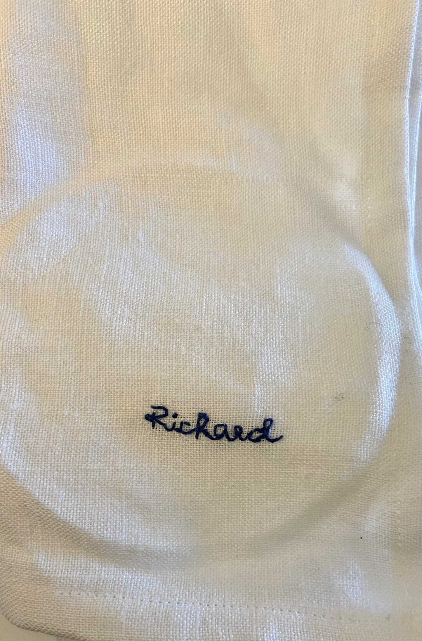 Personalised embroidered keepsake linen napkin handwriting set of 2