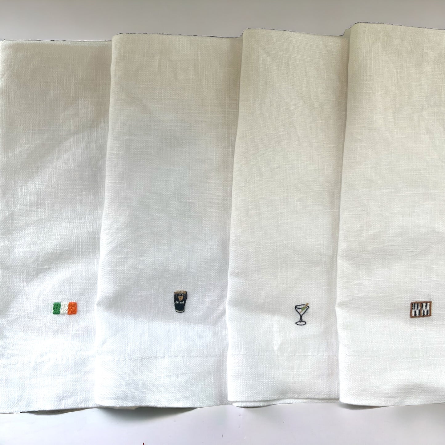 SETS Custom personalised hand embroidered linen napkins for wedding, bridal, party, gifts