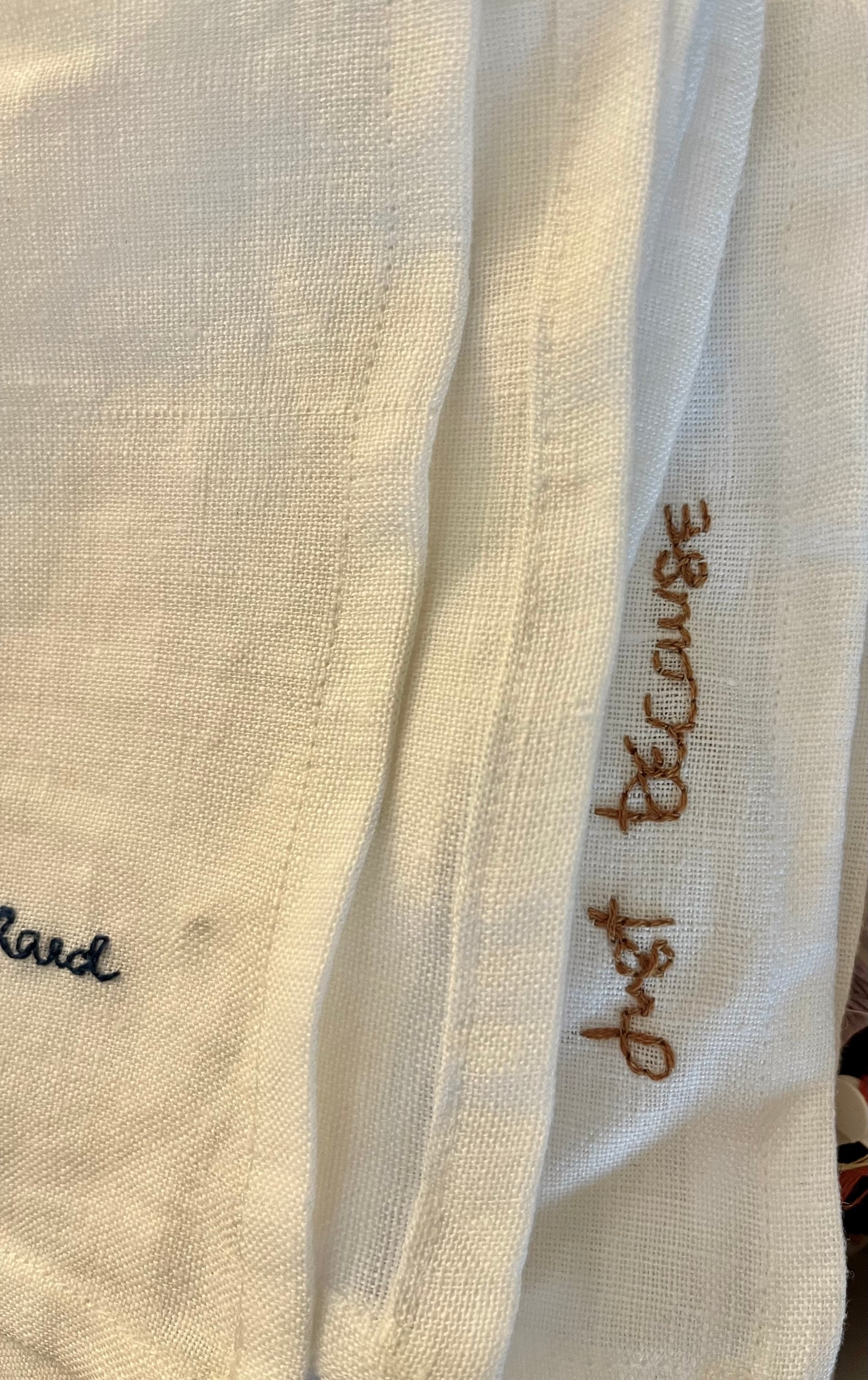 Personalised embroidered keepsake linen napkin handwriting set of 2